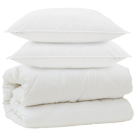 Vidaxl dekbed met kussens met kussen 3 pcs wit microvezel