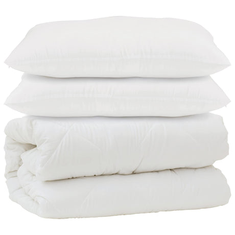 Vidaxl dekbed met kussen 3 pcs wit microfibre