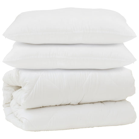Vidaxl dekbed met kussen 3 pcs wit microfibre