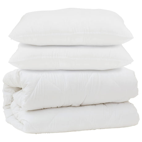 Vidaxl dekbed met kussen 3 pcs wit microfibre