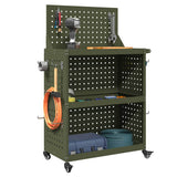 Vidaxl gereedschapswagen met plank olijf groen 65 x 35 x 111 cm