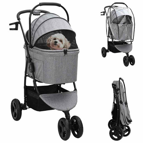 Vidaxl opvouwbare huisdierenwagen grijs 78 x 54 x 101 cm polyester