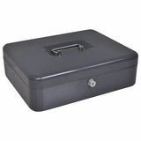 Vidaxl cash box met slot donkergrijs 30 x 24 x 9 cm staal