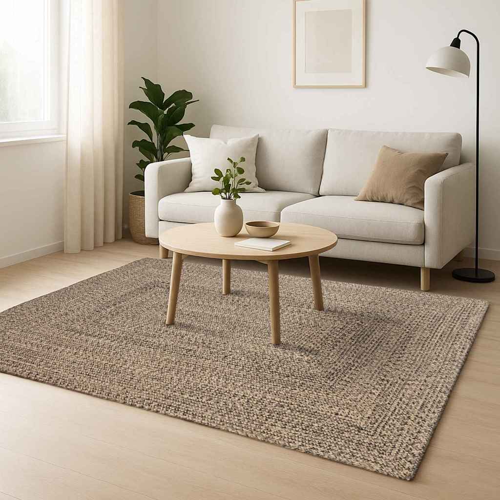 Vidaxl vloerkleden vierkant natuurlijk en zwart 240 x 240 cm jute