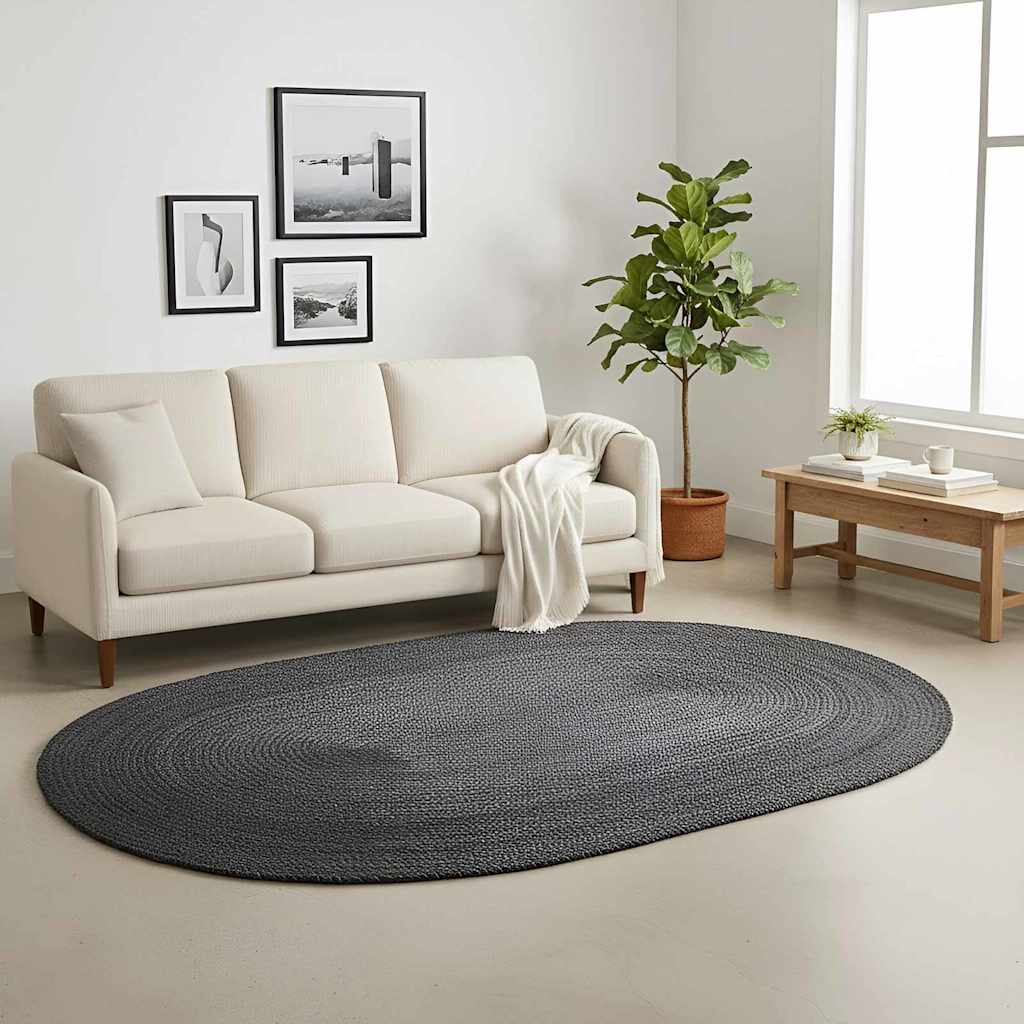 Vidaxl vloerkleden ovaal zwart 152 x 245 cm jute