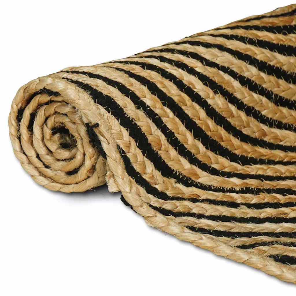Vidaxl vloerkleed natuurlijk en zwart 80 x 150 cm jute