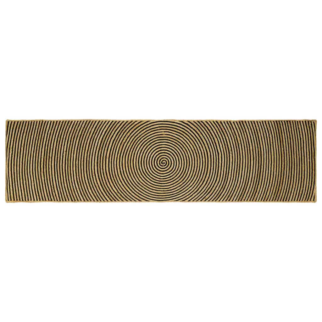 Vidaxl vloerkleed natuurlijk en zwart 80 x 300 cm jute