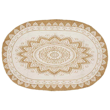 Vidaxl jute tapijt bloemen naturel 152 x 245 cm jute
