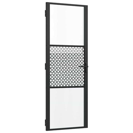 Vidaxl glazen deur fretwerk zwart 76 x 3.5 x 201.5 cm aluminium