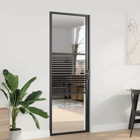 Vidaxl glazen deur gestreept zwart 76 x 3.5 x 201.5 cm aluminium
