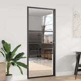 Vidaxl glazen deur gestreept zwart 76 x 3.5 x 201.5 cm aluminium