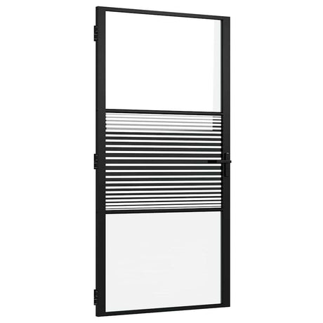 Vidaxl glazen deur gestreept zwart 76 x 3.5 x 201.5 cm aluminium