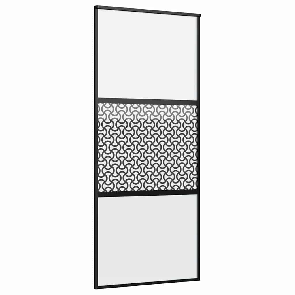 Vidaxl glazen deur fretwerk zwart 90 x 2 x 205 cm aluminium