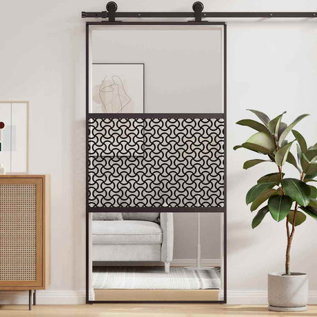 Vidaxl glazen deur fretwerk zwart 90 x 2 x 205 cm aluminium