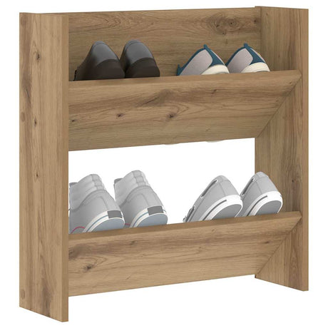 Vidaxl schoenenkast artisan eiken 60 x 18 x 60 cm bewerkt hout