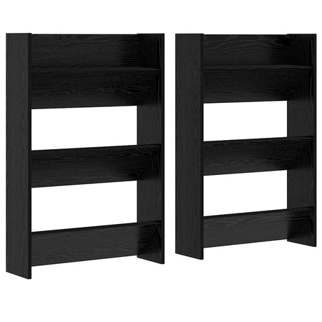 Vidaxl schoenenkast 2 pcs zwart eiken 60 x 18 x 90 cm bewerkt hout
