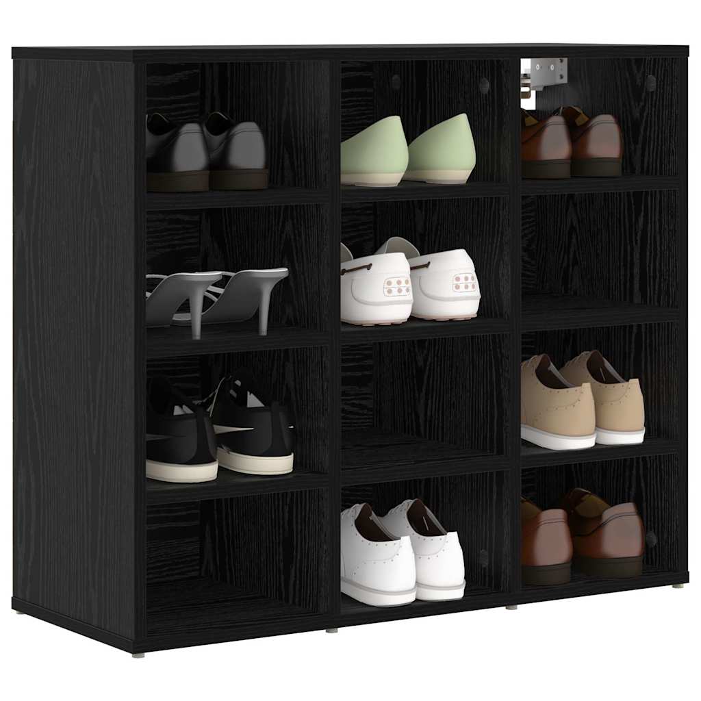 Vidaxl schoenenkast zwart eiken 77,5 x 30 x 67 cm bewerkt hout