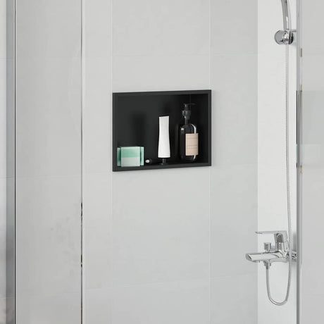 Vidaxl douche niche zwart 30 x 20 x 9,5 cm roestvrij staal