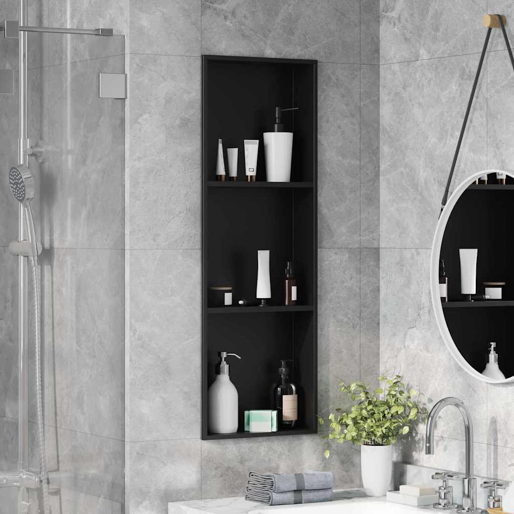 Vidaxl douche niche zwart 90 x 30 x 9,5 cm roestvrij staal