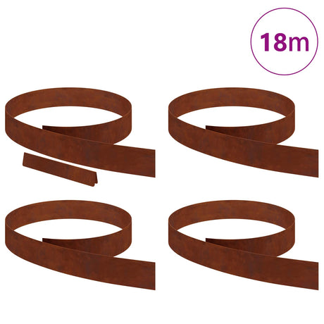 Vidaxl tuinrand 4 pcs roestig 450 x 0.05 x 15 cm cortenstaal