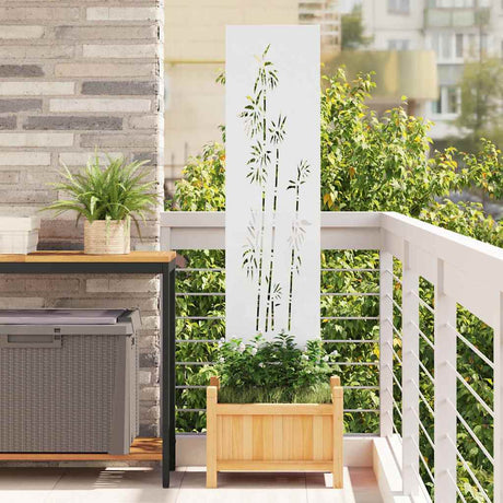 Vidaxl tuin privacy screen bloemen wit 32 x 140 cm koudgewalst staal