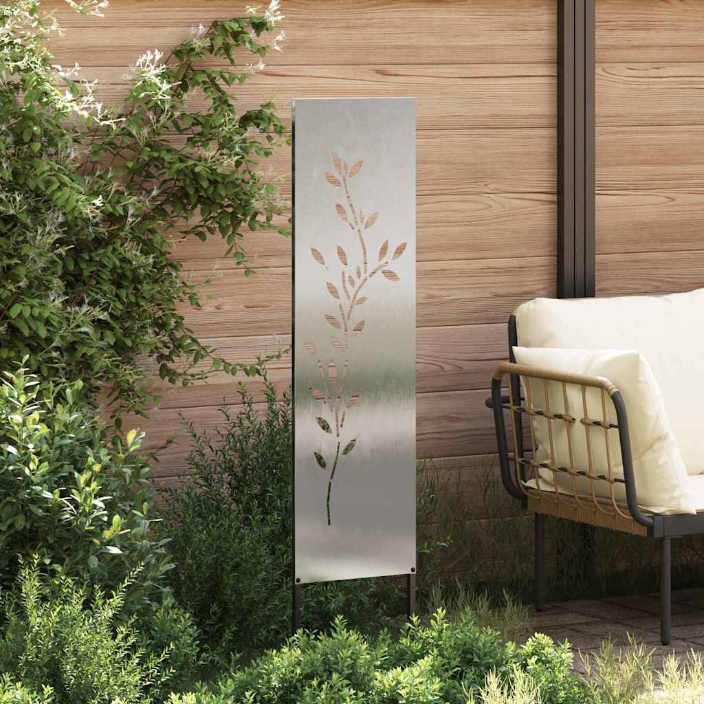 Vidaxl tuin privacy screen bloemen zilver 32 x 140 cm roestvrij staal