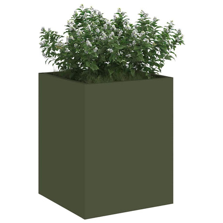 Vidaxl tuin bloempot olijf groen 32 x 32 x 40 cm koudgewalst staal