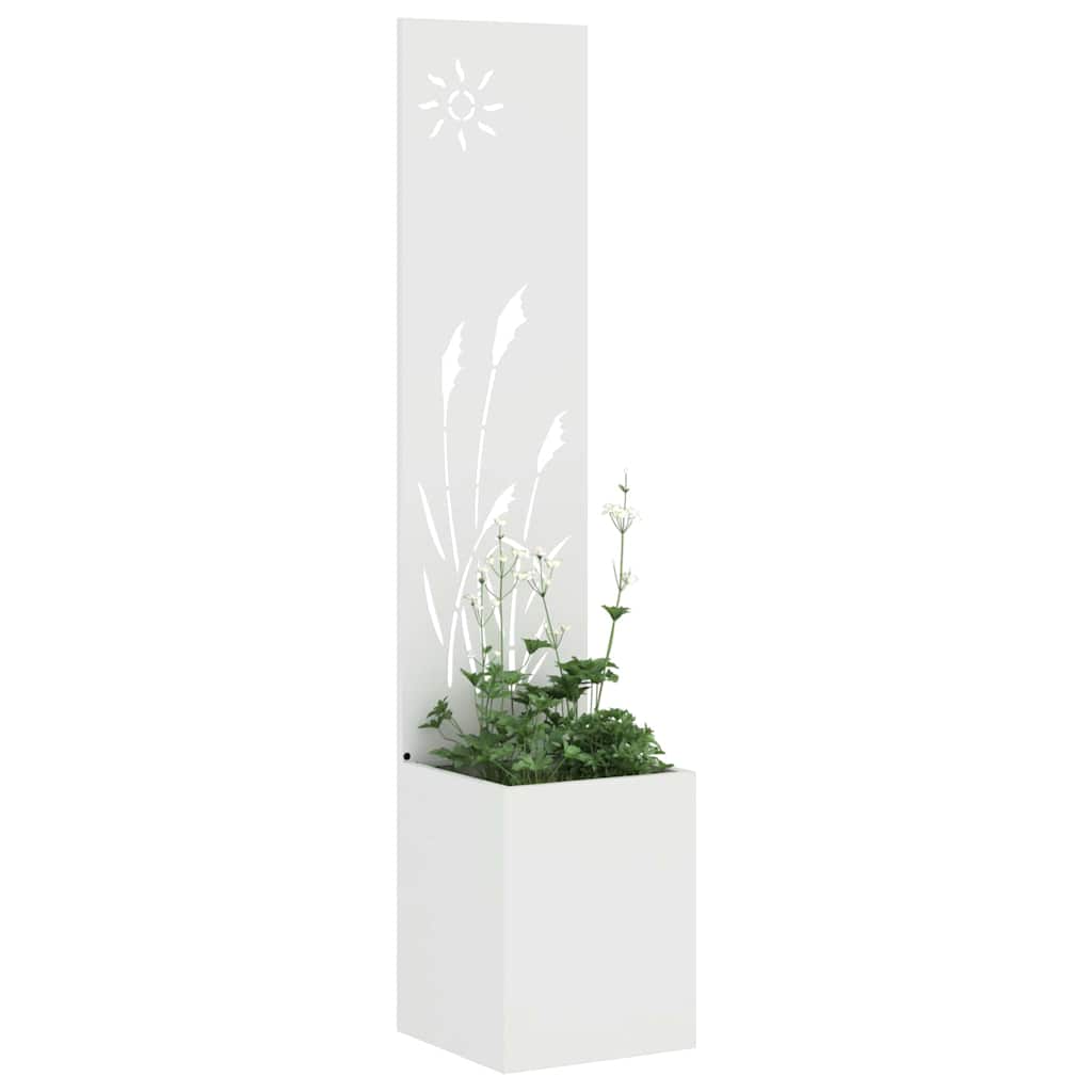 Vidaxl tuin privacy screen fretwerk wit 32 x 140 cm koudgewalst staal