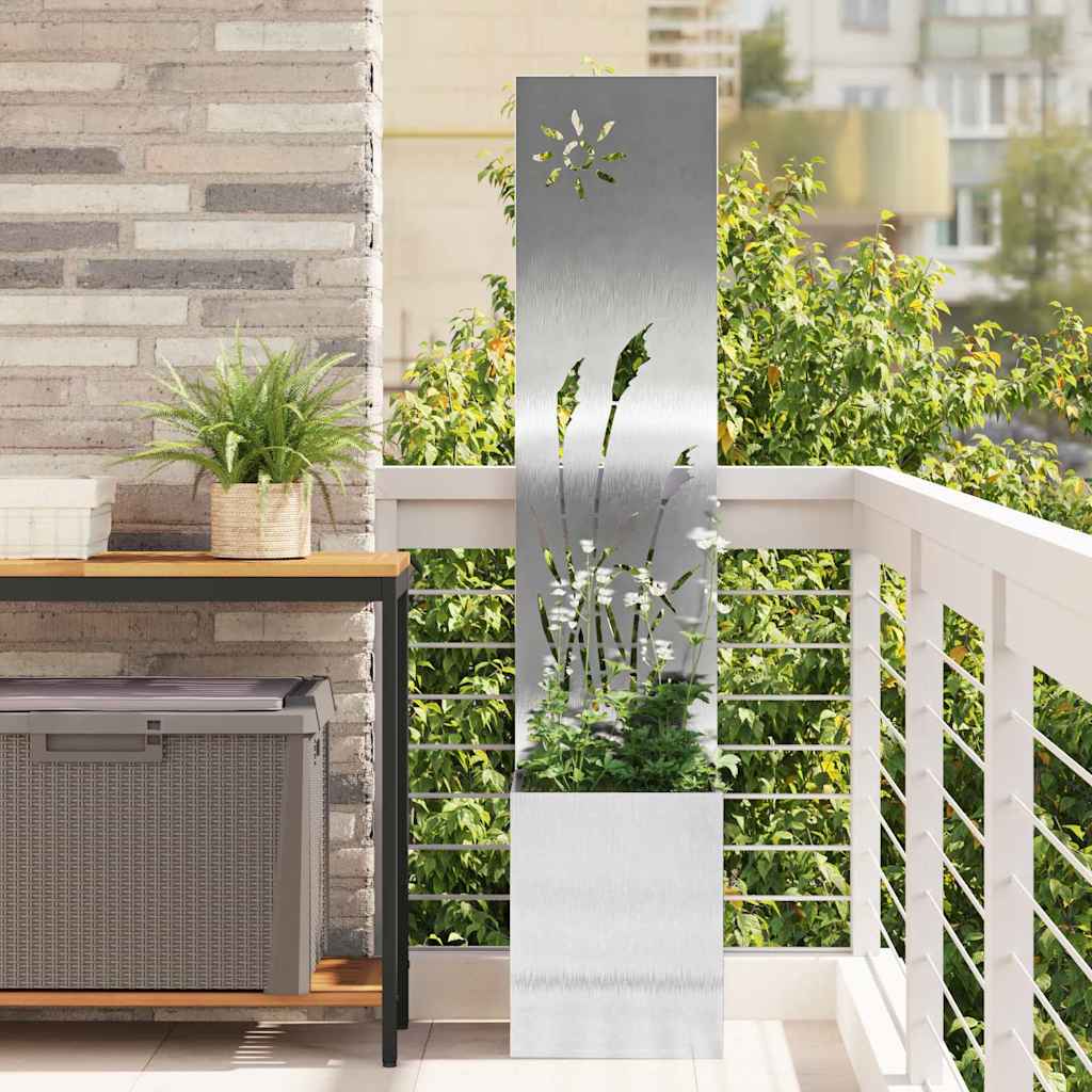 Vidaxl tuin privacy screen fretwerk zilver 32 x 140 cm roestvrij staal