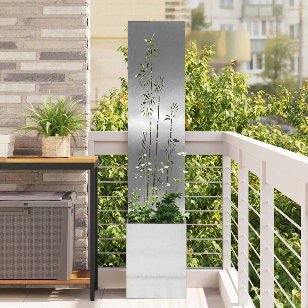 Vidaxl tuin privacy screen bloemen zilver 32 x 140 cm roestvrij staal