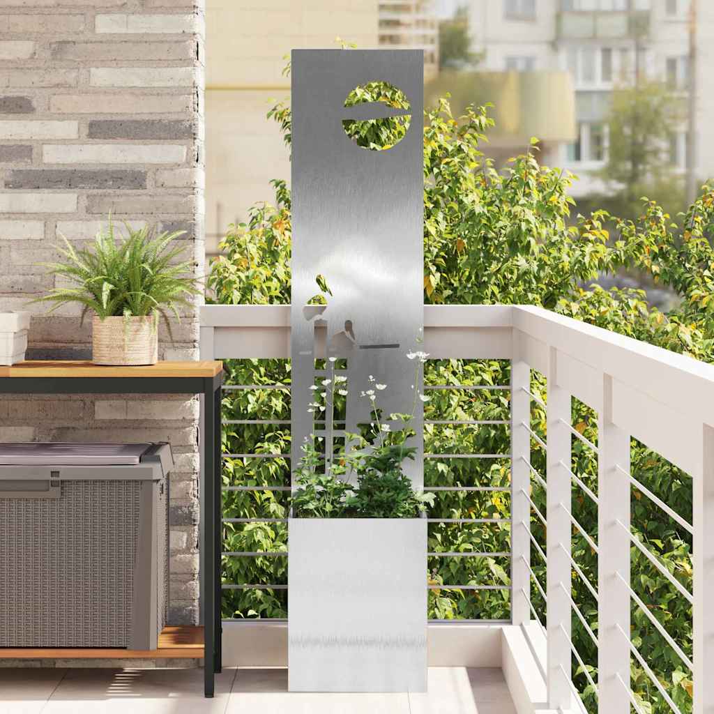 Vidaxl tuin privacy screen fretwerk zilver 32 x 140 cm roestvrij staal