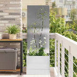 Vidaxl tuin privacy screen bloemen zilver 50 x 140 cm roestvrij staal