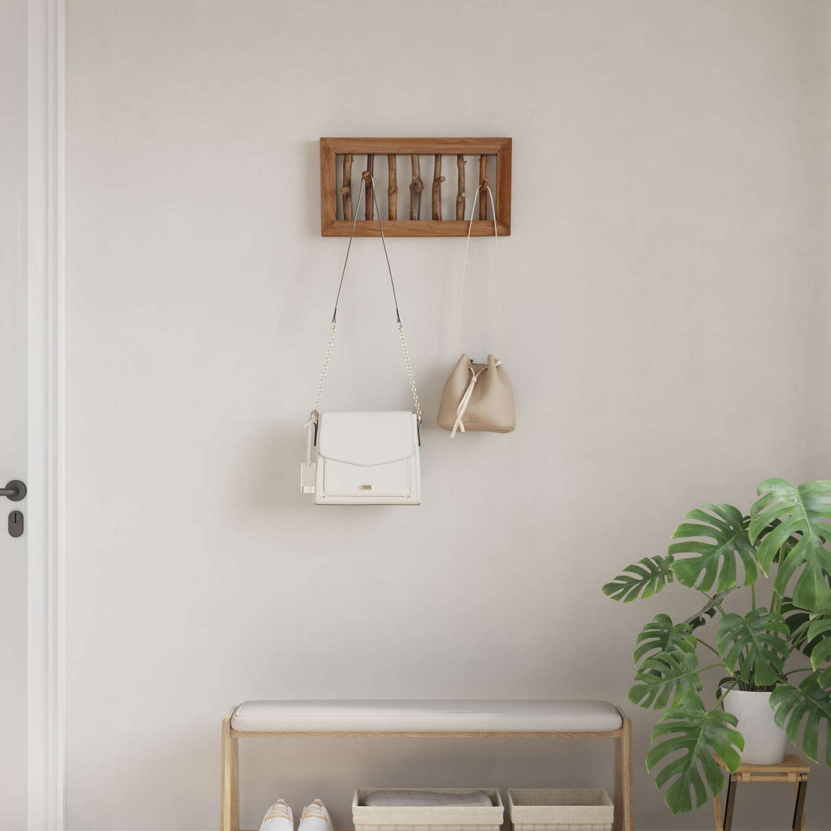Vidaxl hanger bruin 50 x 11 x 25 cm massief mahoniehout