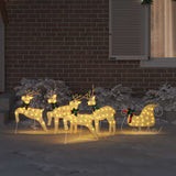 Vidaxl led rendieren 5 pcs goud stof