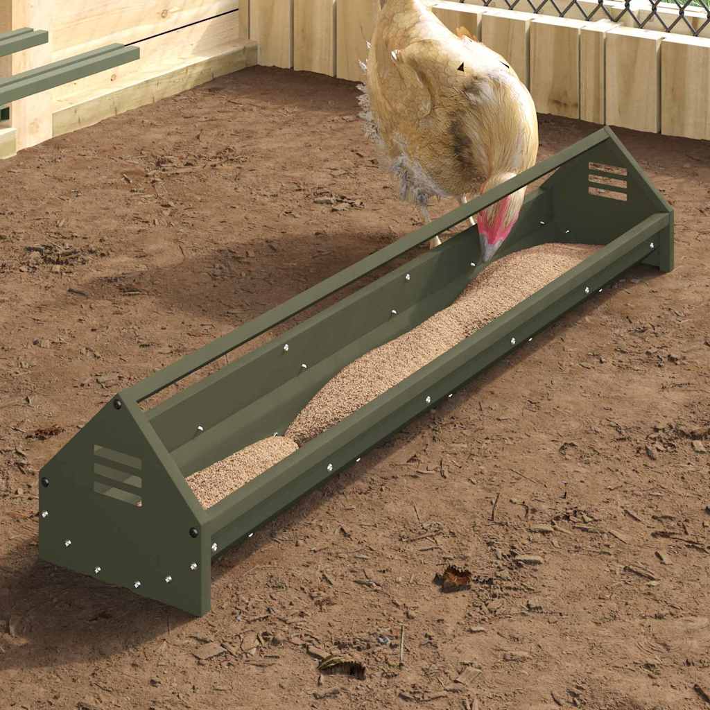Vidaxl kippen voederbak olijf groen 108 x 20,5 x 20 cm