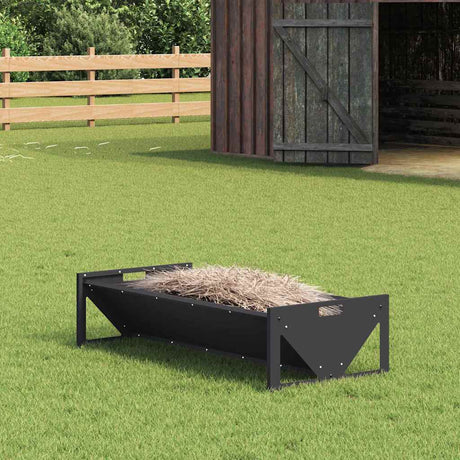 Vidaxl voederbak voor vee zwart 108 x 50 x 28 cm koudgewalst staal