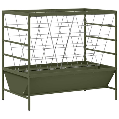 Vidaxl vee voeder olijf groen 100 x 60 x 90 cm koudgewalst staal