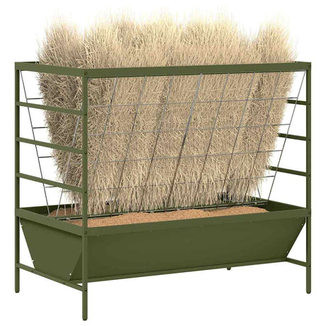 Vidaxl vee voeder olijf groen 100 x 60 x 90 cm koudgewalst staal