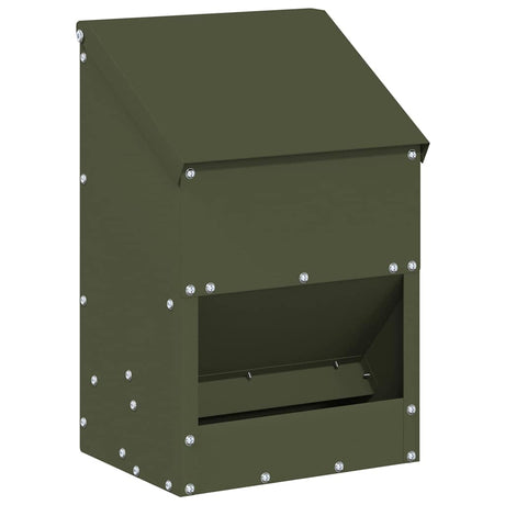 Vidaxl kip voerbak olijf groen 21 x 16 x 33 cm koudgewalst staal