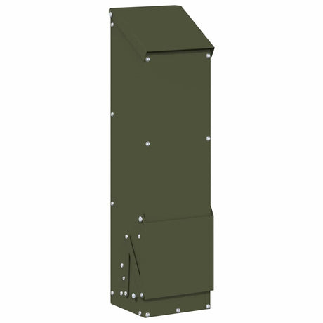 Vidaxl kip voerbak olijf groen 13 x 12 x 51 cm koudgewalst staal