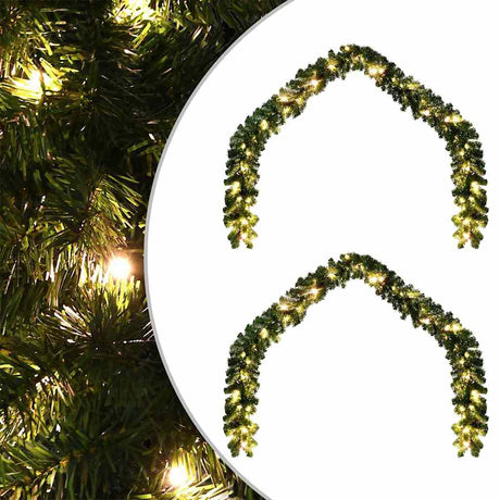 Vidaxl kerstkrans met 600 led 2 pcs groen pvc