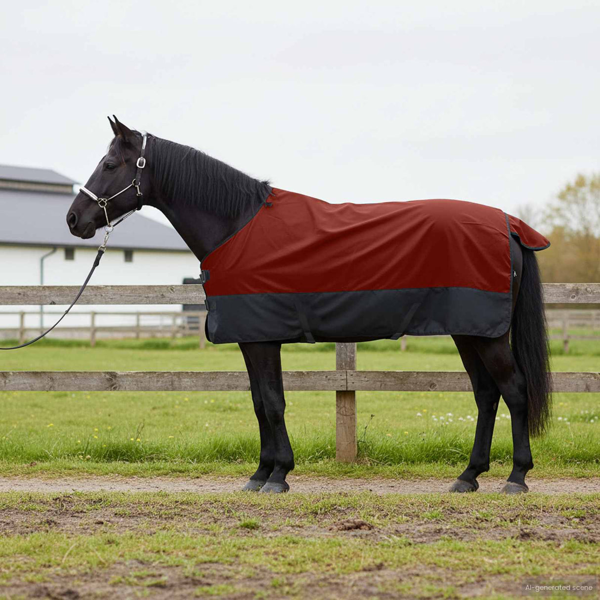 Vidaxl paardendeken donkergroen en zwart 85 cm polyester