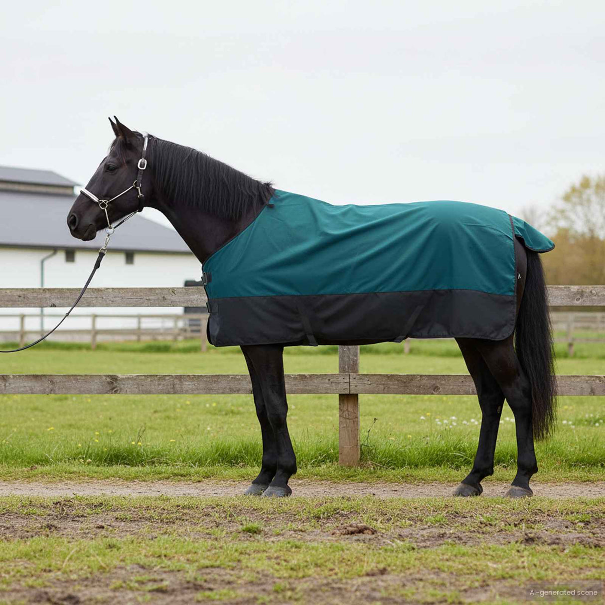 Vidaxl paardendeken donkergroen en zwart 135 cm polyester