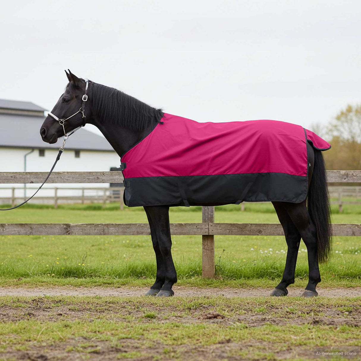 Vidaxl paardendeken roze en zwart 145 cm polyester