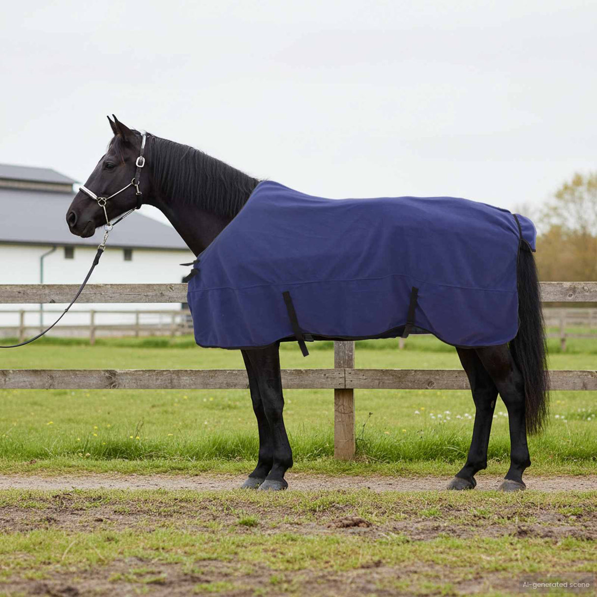 Vidaxl paardendeken marineblauw 125 cm polyester
