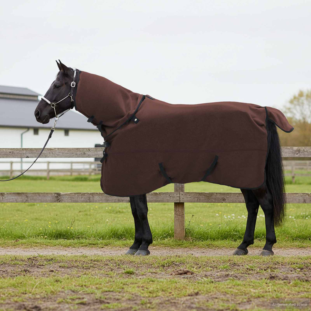 Vidaxl paardendeken volledig donkerbruin 145 cm polyester