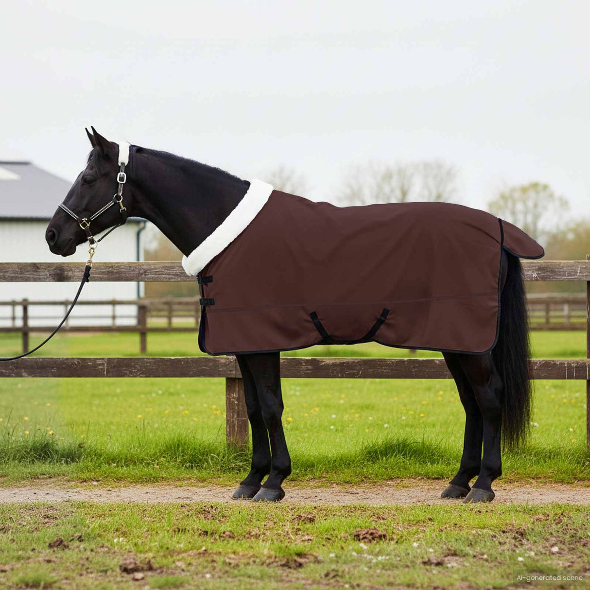 Vidaxl paardendeken volledig donkerbruin 155 cm polar fleece