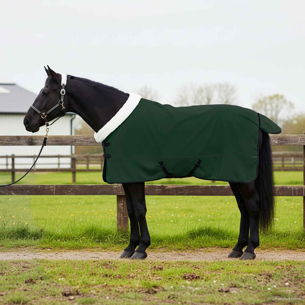 Vidaxl paardendeken volledig donkergroen 145 cm polar fleece