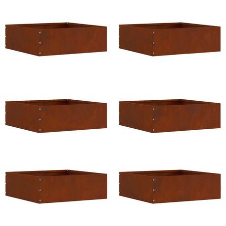 Vidaxl tuinrand 6 pcs roestig 40 x 40 x 13 cm cortenstaal