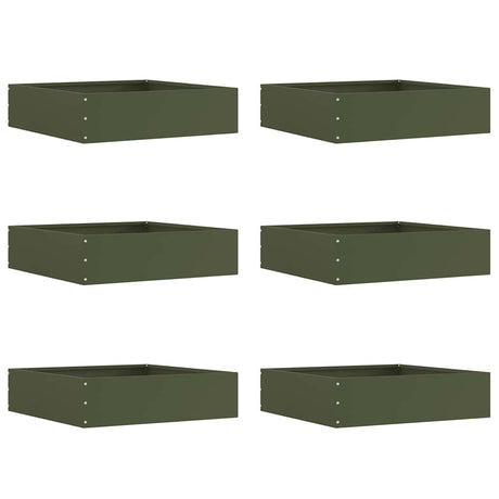Vidaxl tuinrand 6 pcs olijf groen 50 x 50 x 13 cm staal